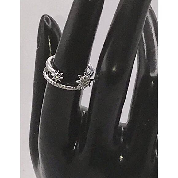 Swarovski FIZZY Crystal Pave Silver Retired 7/55/M Stackable Signed Ring Set - Picture 8 of 12